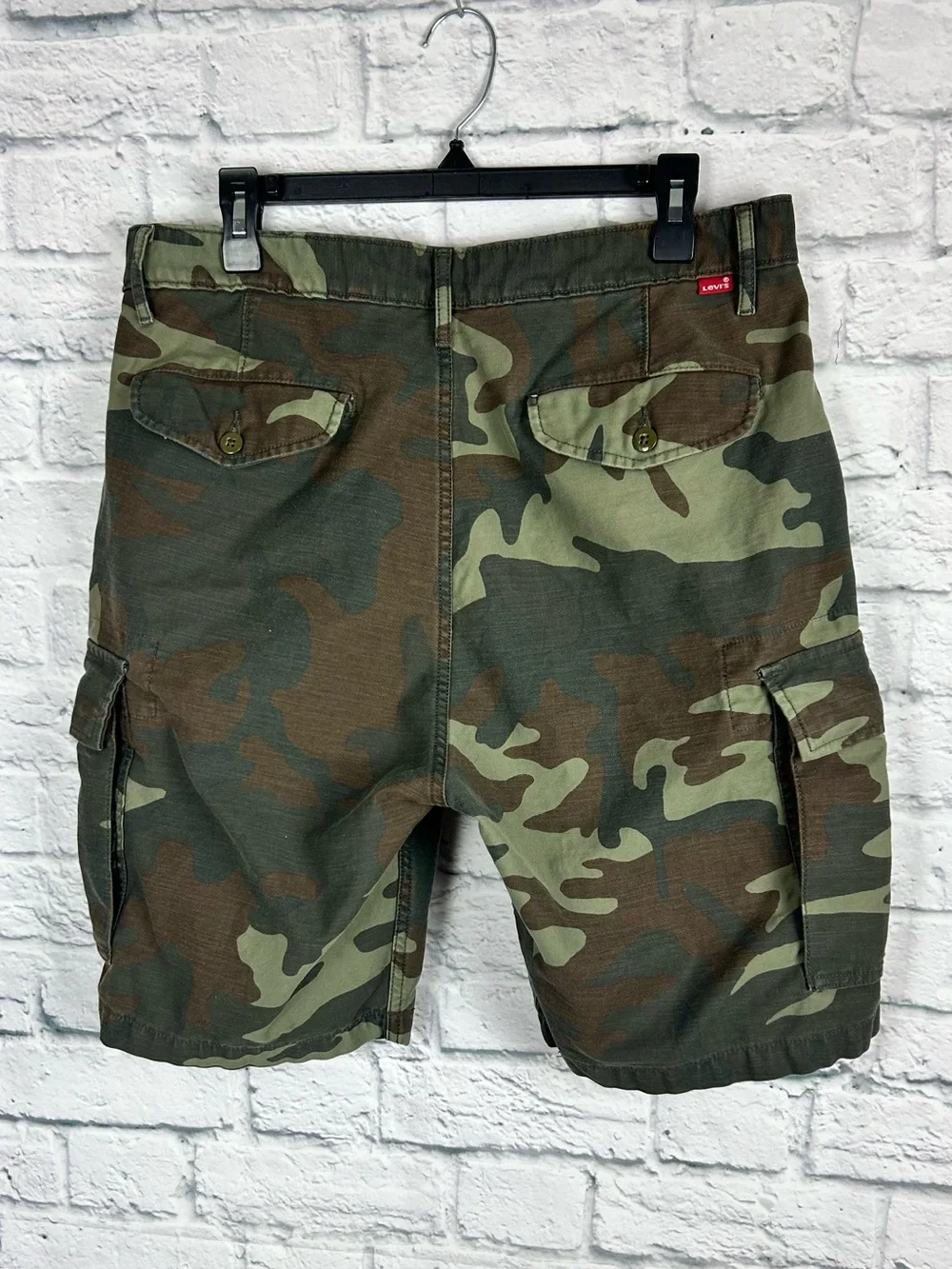 Levi’s Camo Cargo Shorts Men’s 33 Green Woodland Military Ripstop Cotton